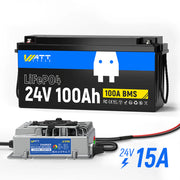 WattCycle 24V 100Ah LiFePO4 Battery – Low-Temperature Protection for 30–70 lbs Trolling Motors