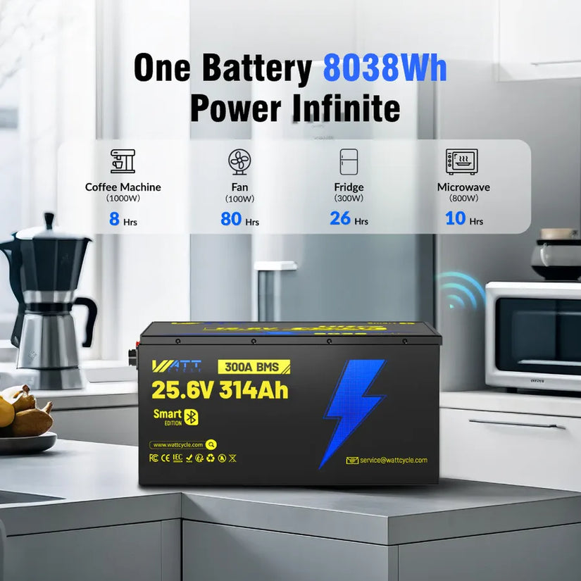 Local Pickup WattCycle 24V 314Ah Ultra Bluetooth LiFePO4 Battery