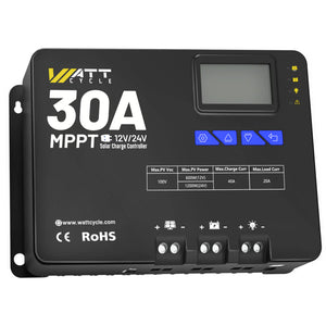 WattCycle 30A MPPT Solar Charge Controller – 12V/24V Battery System