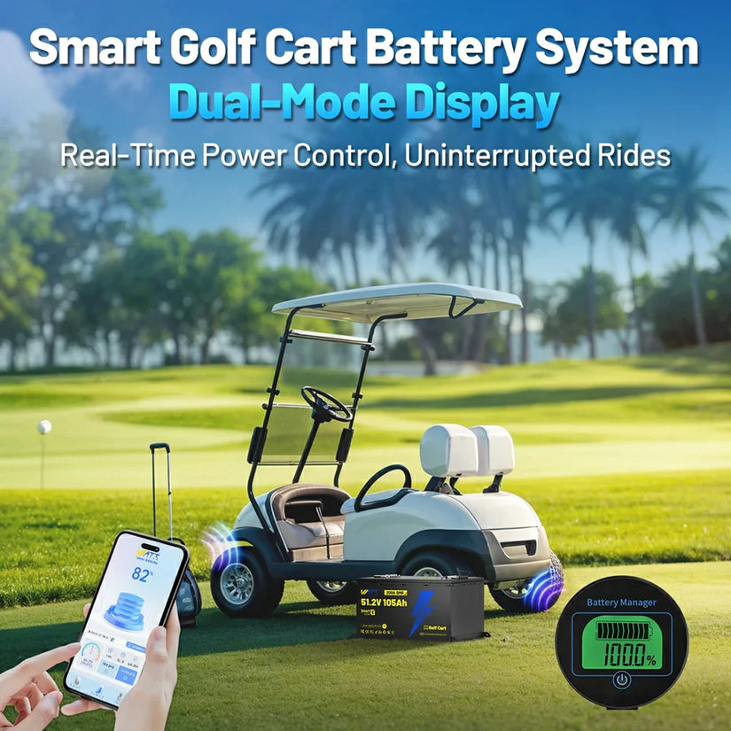 WattCycle 48V 105Ah Golf Cart LiFePO4 Battery – 200A BMS & Metal Housing