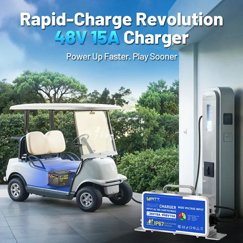WattCycle 48V 105Ah Golf Cart LiFePO4 Battery – 200A BMS & Metal Housing