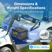 WattCycle 48V 105Ah Golf Cart LiFePO4 Battery – 200A BMS & Metal Housing