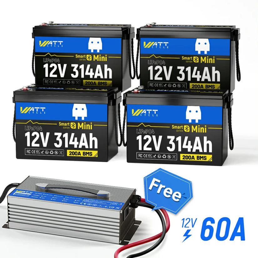 ⚡️Presale⚡️WattCycle 12V 314Ah Mini Bluetooth LiFePO₄ Battery – Compact, High-Capacity Power