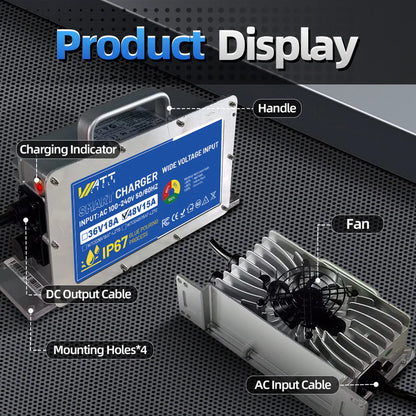 WattCycle AU - 58.4V 15A Aluminum Shell LiFePO4 Battery Charger