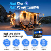 WattCycle 12V 100Ah Mini Bluetooth LiFePO₄ Battery – Group 22NF, Lightweight Compact Power