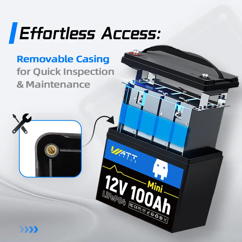 ⚡️Presale – Ships June 30⚡️WattCycle 12V 100Ah Mini LiFePO₄ Battery – Compact Power for RVs & Trolling Motors