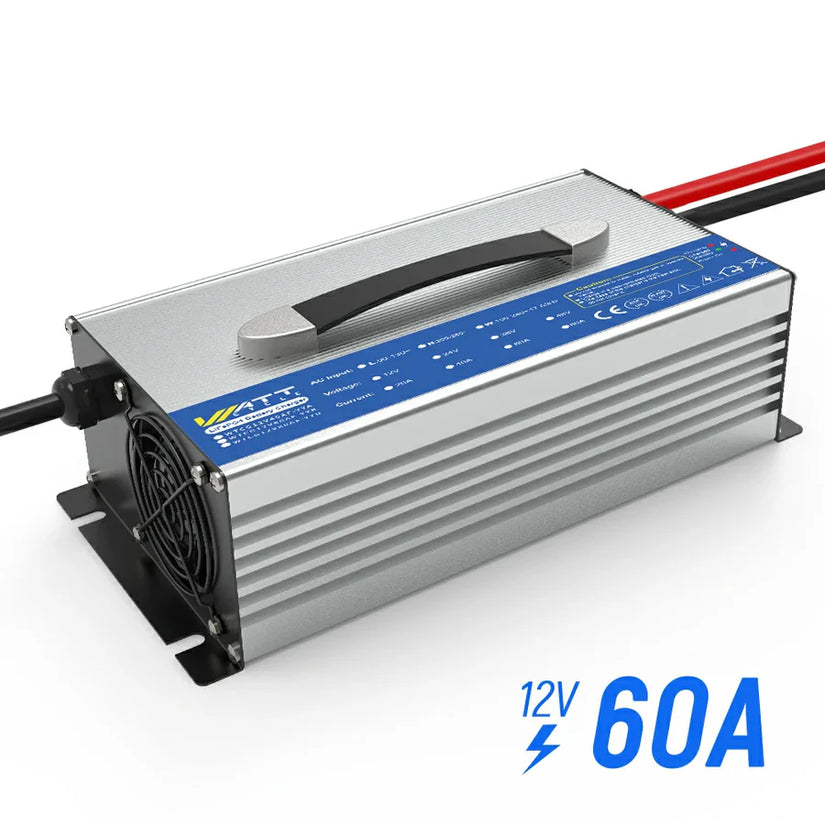 WattCycle 14.6V 60A AC to DC LiFePO4 Battery Charger – Aluminium Shell for 12V Batteries