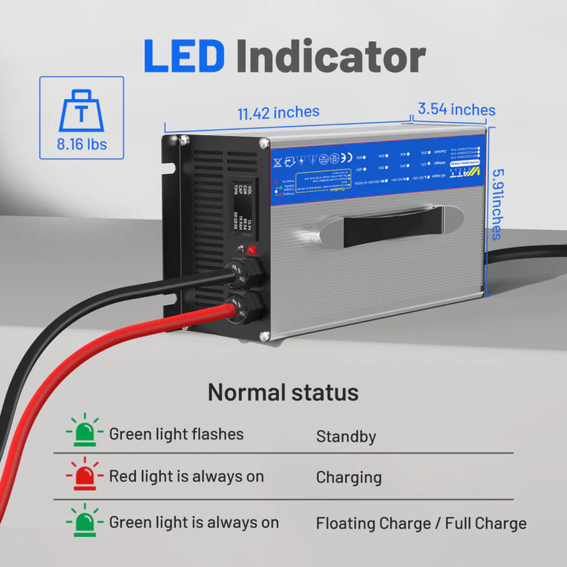WattCycle 14.6V 60A AC to DC LiFePO4 Battery Charger – Aluminium Shell for 12V Batteries