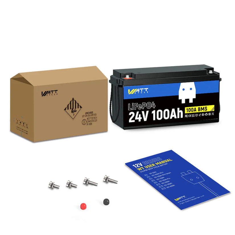 WattCycle 24V 100Ah LiFePO4 Battery – Low-Temperature Protection for 30–70 lbs Trolling Motors