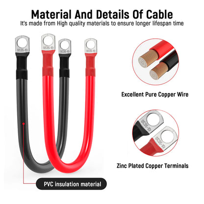 WattCycle AU - 4AWG 12-Inch Battery Inverter Cable Set