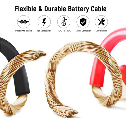 WattCycle AU - 4AWG 12-Inch Battery Inverter Cable Set