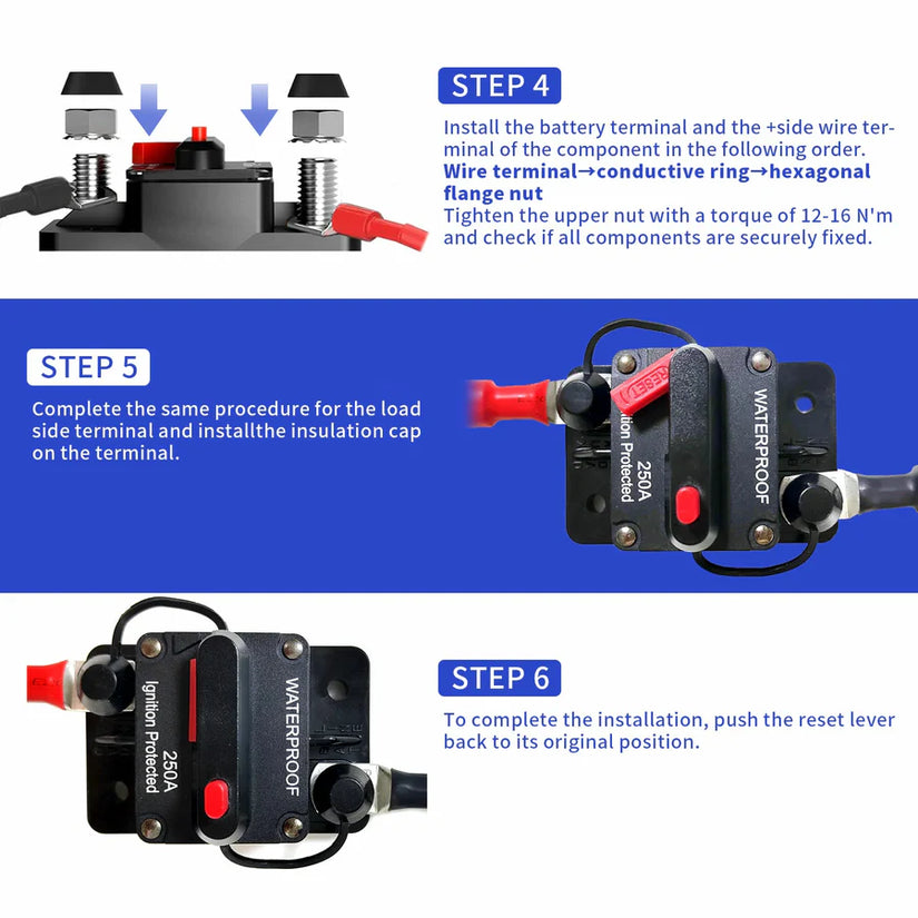 WattCycle 250A Circuit Breaker – Resettable Battery Protection