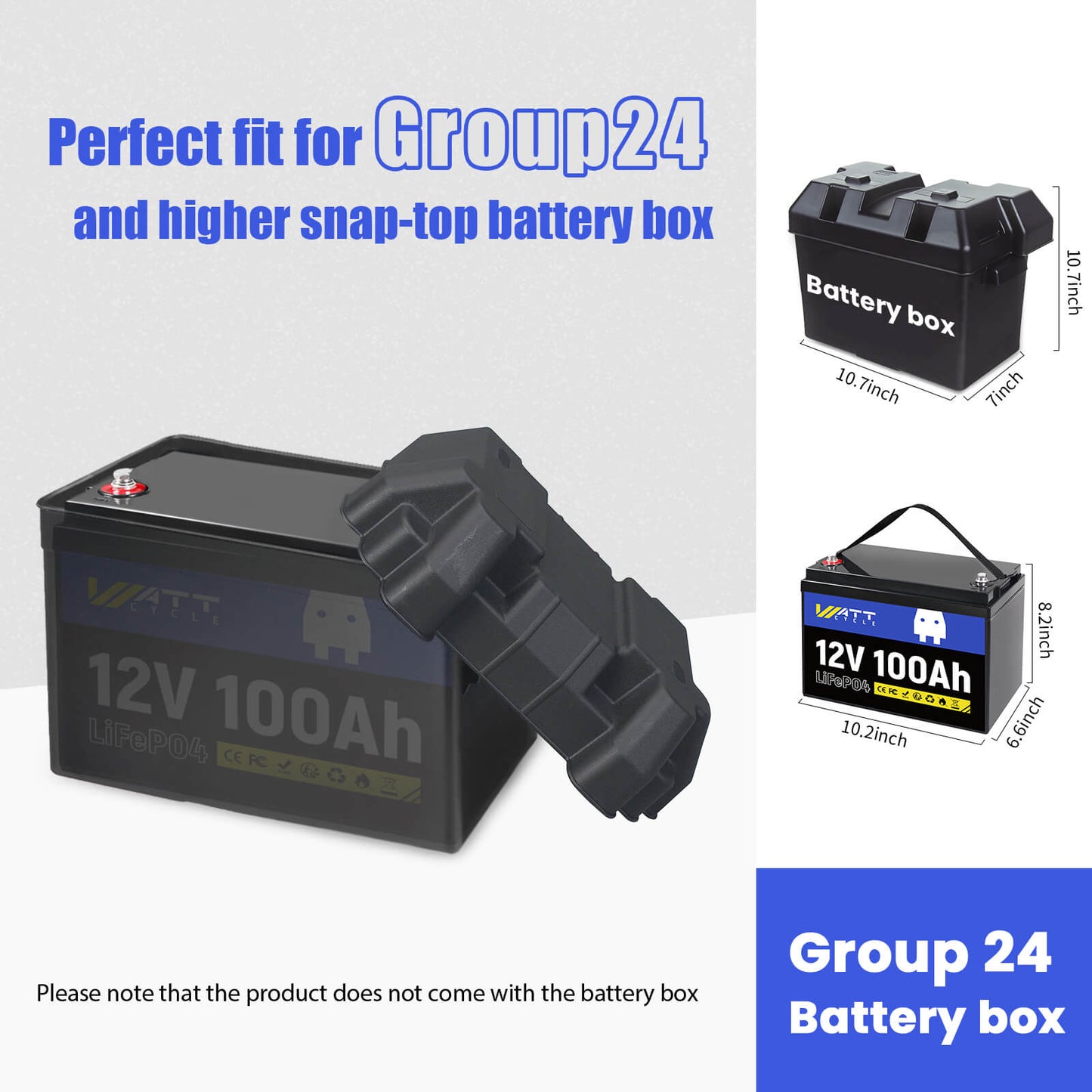 WattCycle 12V 100Ah Group 24 LiFePO4 Battery