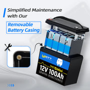 WattCycle 12V 100Ah Mini Bluetooth LiFePO₄ Battery – Group 22NF, Lightweight Compact Power