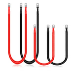 WattCycle Battery Cable Set, 2pcs 4 AWG + 2pcs 6 AWG Pure Copper Wires with Terminals for Solar, RV, Marine, Boat & Inverter