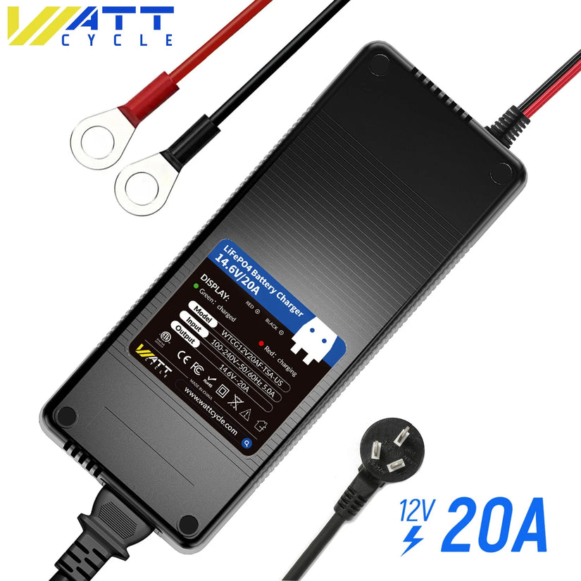 Local Pickup Only WattCycle 14.6V 20A LiFePO4 Battery Charger – Plastic Shell for 12V Batteries