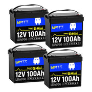 WattCycle 12V 100Ah Mini Bluetooth LiFePO₄ Battery – Group 22NF, Lightweight Compact Power