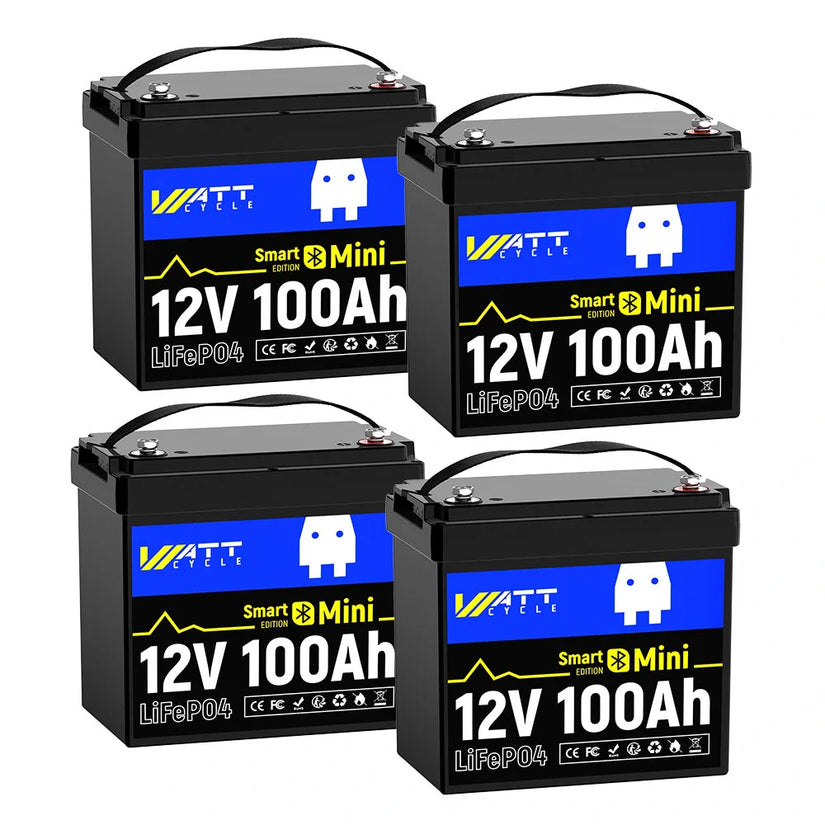 WattCycle 12V 100Ah Mini Bluetooth LiFePO₄ Battery – Group 22NF, Lightweight Compact Power